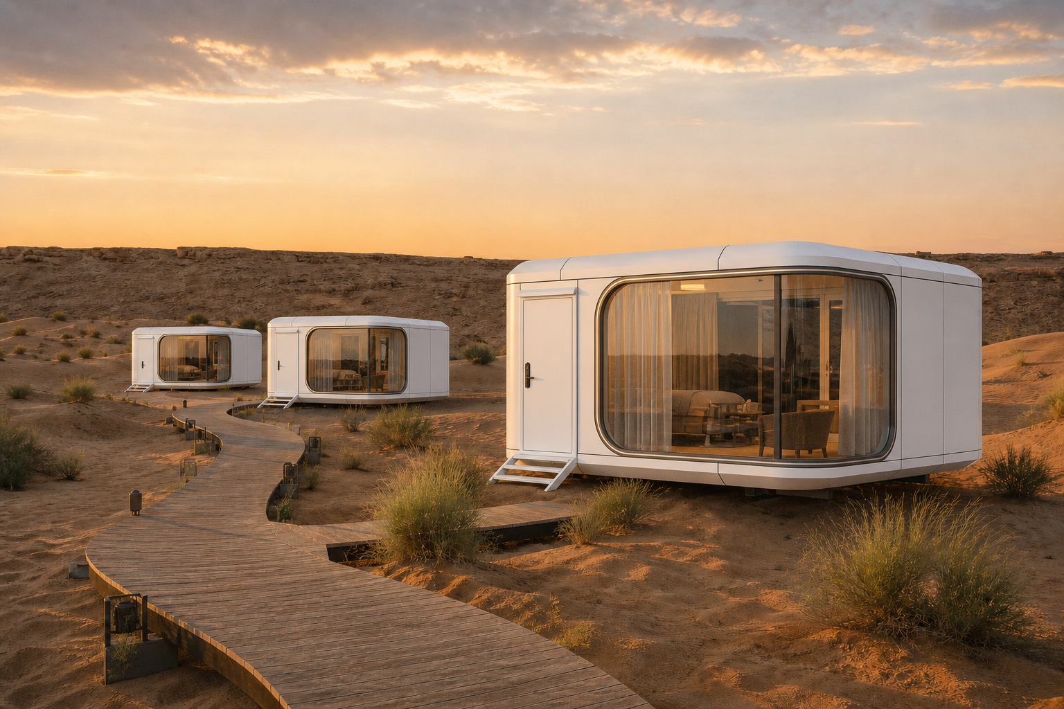 RP Exotic Homes modular capsule in a considered landscape setting